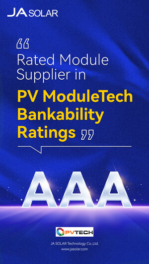 JA Solar Awarded Highest AAA Rating in PV ModuleTech Bankability Rankings