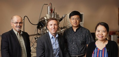 From left to right: Gallogly College of Engineering faculty Daniel Resasco, Steven Crossley, Bin Wang and Ngoc Bui are co-investigators from the University of Oklahoma exploring ways to produce clean hydrogen energy.