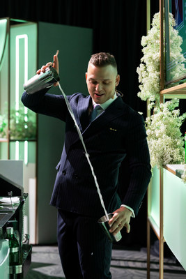 Adrian Michalcik, representing Norway, competes in the Tanqueray No. TEN Challenge during the Diageo World Class Global Bartender of the Year competition 2022 in Sydney