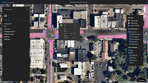 Cirrus by Panasonic Connected Intersections Manager V2X technology sample screen shot
