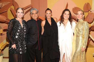 2022 Glasswing Gala co-chairs Carmen Busquets, Donna Karan and Jana Pasquel de Shapiro with Deepak Chopra and Glasswing co-founder Celina de Sola at the 2022 Glasswing Gala in New York City // Photo credit: Sylvain Gaboury/Patrick McMullan via Getty Images