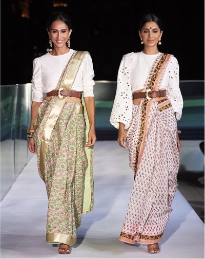 Founder and Designer Megha Rao and Creative Director Pooja Desai Shah conclude their second NYFW show on the runway.