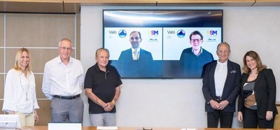 Shown Above: The collaboration agreement was signed at the offices of Maccabi Healthcare Services by (from right) Dr. Tal Patalon, Head of KSM Research and Innovation Center; Ran Saar, Chairman of Maccabi Healthcare Services; Morris Khan, KSM Board President; (on screen) David Berry, Valo Health founder and CEO; (on screen)  Brett Blackman, Valo Health Chief Innovation Officer and Head of Corporate Business Development; Sami Sagol, KSM Board President, and Maya Adulamy, Head of Israel at Valo.