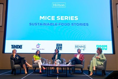 From left: Freda Liu (Business Broadcast Presenter), Thila Chandran (Marketing Manager for Secai Marche), Logeetha Balakrishnan (BoomGrow’s New Ventures Manager), Marc Jolly (Vice President of Business Development (APME) at Next Gen Foods), Linda Giebing (Hilton’s Environmental, Social, and Governance (ESG) Champion for Southeast Asia).