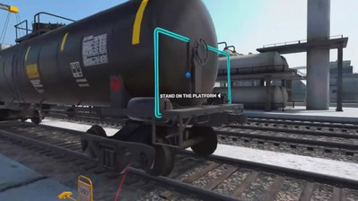 Screenshot from the Loadstar Pressurize Railcar Virtual Reality Training Experience.