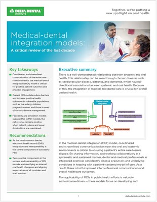 University of Colorado School of Dental Medicine report finds medical-dental integration models can improve overall health care outcomes in vulnerable populations.

The review, funded by the Delta Dental Institute, indicates streamlined communication and care team collaboration and adaptability are best practices for positive patient outcomes.