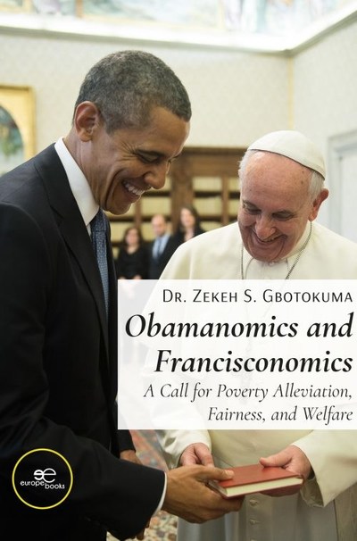 Zekeh Gbotokuma's Book Cover: President Obama meets Pope Francis at the Vatican and receives a copy of Evangelii Gaudium. PHOTO: Vatican Media
