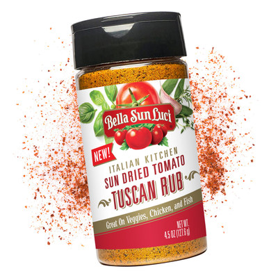 The new Sun Dried Tomato Tuscan Rub enhances veggies, chicken, fish, and more and features a perfect combination of spices and flavors brought together by Bella Sun Luci's own sun dried tomatoes.