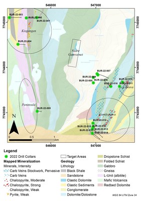 Figure 1. Overview map of 2022 drillholes. (CNW Group/Norden Crown Metals Corp.)