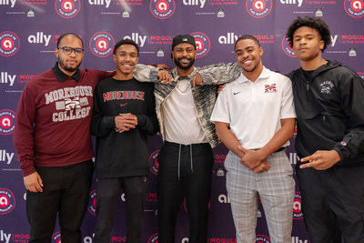 Members of the winning team from Morehouse College pose with award-winning musician, entertainer, and philanthropist Big Sean (center) after the Moguls in the Making entrepreneurial pitch program in Charlotte, NC. Each student took home a $20,000 scholarship for winning the competition. Photo credit - Cheldrick Wooding, Ally Financial