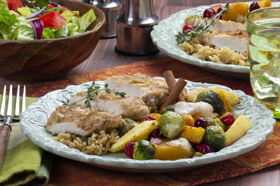 This Roasted Veggie and Chicken Dinner is quick to get on the dinner table using a few frozen shortcuts.