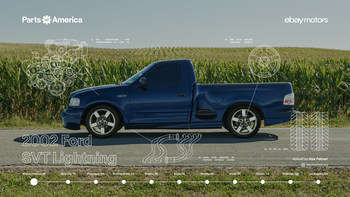 At today’s first ‘Parts of America’ tour stop in Michigan, eBay Motors will feature a modern classic muscle truck - a unique 2002 Ford SVT Lightning in a rare, one-year-only “True Blue Metallic” colorway and fitted with a giant Whipple supercharger sourced on eBay Motors.