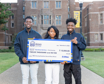 Team Straw Hat Crew from Fisk University won second place at Zillow’s HBCU Housing Hackathon: (L-R) Collins Ikpeyi, Sopuruchi Ndubuisi and Elijah Okoroh.