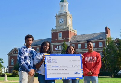 Team First Move from Howard University won third place at Zillow’s HBCU Housing Hackathon: (L-R) Bryce Gordon-Pinkston, Ife Martin, Ayotunde Ogunroku and Joshua Veasy.