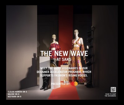 To celebrate the second year of The New Wave at Saks, the company will feature participating designers in a robust marketing campaign across its digital channels and in a special window installation at the Saks Fifth Avenue New York flagship on display now through Tuesday, October 11.
