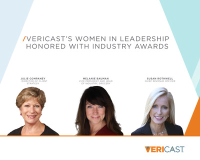 (L to R) Julie Companey, Director of Client Strategy, Melanie Bauman, Vice President and Head of Industry Grocery, and Susan Rothwell, Chief Revenue Officer, are among the women leaders at Vericast recently recognized with awards presented by top marketing technology organizations and publications.