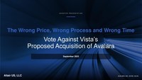 Altair Issues Presentation Describing Why Altair Intends to Vote AGAINST Avalara's Proposed Sale to Vista Equity Partners