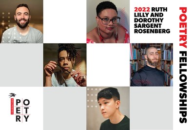 The 2022 Ruth Lilly & Dorothy Sargent Rosenberg Poetry Fellows are: Tarik Dobbs, Diamond Forde, Tariq Luthun, Troy Osaki, and Alan Pelaez Lopez.