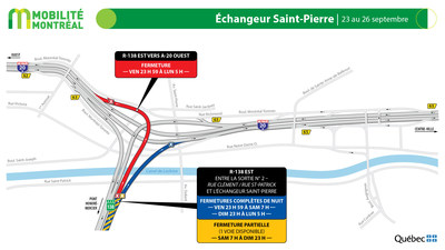 3. Échangeur Saint-Pierre, fin de semaine du 23 au 26 septembre (Groupe CNW/Ministère des Transports)