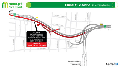 5. Tunnel Ville-Marie, fin de semaine du 23 au 26 septembre (Groupe CNW/Ministère des Transports)