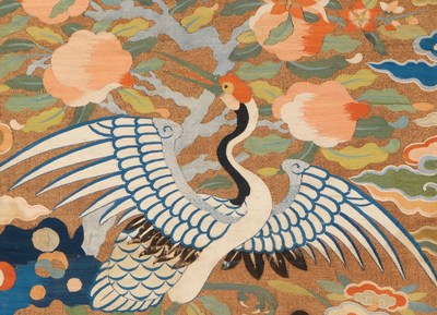 China (Ming dynasty, 1368–1644). Chair cover with crane design (detail), 17th century. Kesi (silk tapestry) woven with silk and metallic threads; 20 3/8 x 63 3/4 in. The Nelson-Atkins Museum of Art, Gift of Mr. and Mrs. Earl Morse, 59-18/5