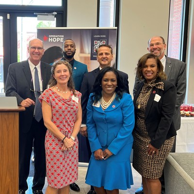 Back row: Karl Hoefer (First Horizon Regional President), Timothy Debouse (HOPE Inside Counselor), Tony Adams (First Horizon Market President), Keith Turbett (First Horizon Community Development Manager); Front row: Beth Trotter (First Horizon CRA Officer), Yvette Lippett (Operation HOPE), Trudy Morrison (Operation HOPE)