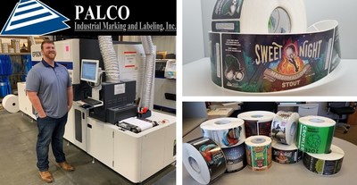 Palco Industrial Marking and Labeling installs second Epson SurePress digital label press;  Evan Lasauskas, sales manager shown with latest installation of SurePress L-6534VW UV digital label press