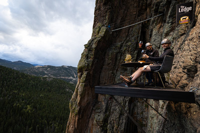 Actor, comedian and host Joel McHale and fifth-generation Colorado Angus rancher Ty Walter dine on Certified Angus Beef ® brand 100 feet in the air in the Rocky Mountains