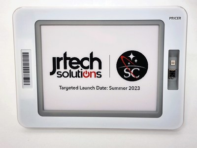 The first JRTech Solutions' graphic digital price tag that will be placed inside the rocket and sent into space with Space Concordia. (CNW Group/JRTECH SOLUTIONS INC.)