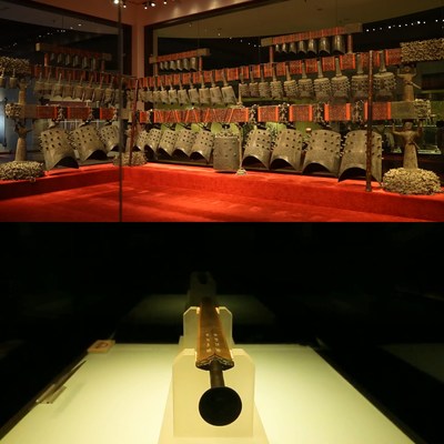 Bianzhong ou cloches chinoises du marquis Yi de Zeng (ci-dessus) et l'épée de Goujian (ci-dessous) (PRNewsfoto/CRIOnline)