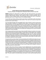 Ovintiv Renews Annual Share Buy-Back Program (CNW Group/Ovintiv Inc.)