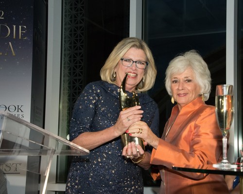 2022 Shero Award recipient Pamela Boneham on stage with Goldie B. Wolfe Miller at the 6th annual Goldie Gala on September 22.