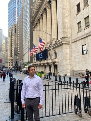 Beacon CFO Robert Potter outside the New York Stock Exchange.