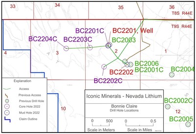 Figure 2: Drill hole plan map – southern area of Property (courtesy Iconic Minerals) (CNW Group/Nevada Lithium Resources Inc)