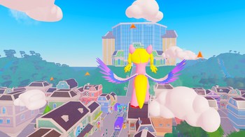 In a mini-game inspired by My Little Pony: Make Your Mark, Zipp Storm, users can take to the skies and remove clouds to ensure blue skies for every mare.
