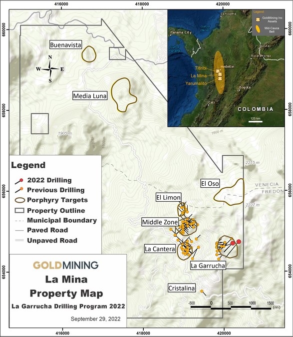 DESIGNATED NEWS RELEASE - GOLDMINING INTERSECTS 118 M GRADING 1.01 g/t AUEQ AT ITS LA GARRUCHA TARGET, LA MINA PROJECT, COLOMBIA - Vimarsana News
