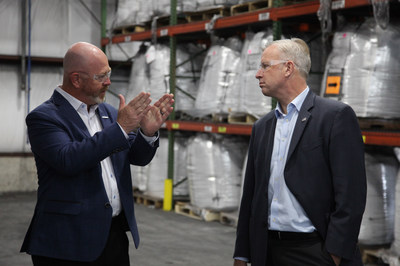 CEO, Eric Stopka, and Rep. Jacobs at the Anovion facility in Sanborn, NY