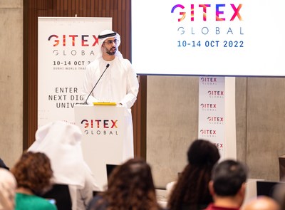 HE Omar Al Olama, Minister of State for AI, Digital Economy and Remote Work Applications, addresses the crowd