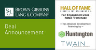 Brown Gibbons Lang & Company (BGL) is pleased to announce the financial closing of the Fan Engagement Zone, 82,000 square feet of sports and entertainment-themed retail and dining at the Hall of Fame Village powered by Johnson Controls in Canton, Ohio. BGL's Real Estate Advisors team served as the exclusive financial advisor to the Hall of Fame Resort & Entertainment Company (NASDQ: HOFV) in the transaction, with Huntington National Bank and Twain Financial Partners providing the financing.