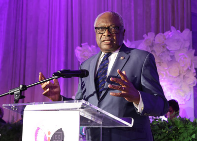 U.S. Representative James E. Clyburn, Majority Whip and third-ranking Democrat in the House of Representatives, accepts the Keeper of the Dreams Award from The Black Women’s Agenda, Inc. (BWA), at the organization’s 45th Annual Symposium Awards Luncheon, Friday, Sept. 30, 2022 at the Waldorf Astoria Washington in Washington. .(Paul Morigi/AP Images for The Black Women’s Agenda, Inc.)
