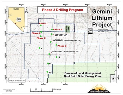 Phase 2 Exploration Drillhole Locations (CNW Group/Nevada Sunrise Gold Corporation)