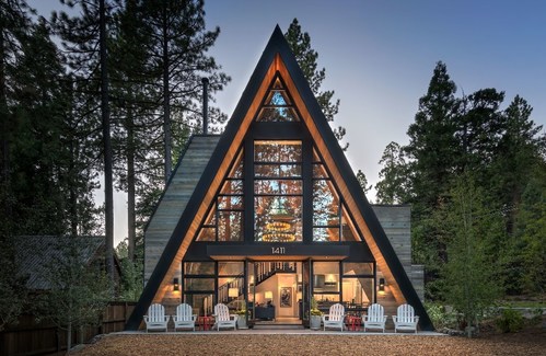 The 2022 winner in the single-family category named "Phoenix Rising" by TGMA Inc., a modern A-frame in Lake Tahoe.