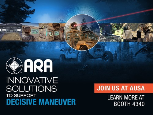 ARA Innovative Solutions to support Decisive Maneuver. Join ARA at AUSA. Learn more at booth 4340. (PRNewsfoto/Applied Research Associates)