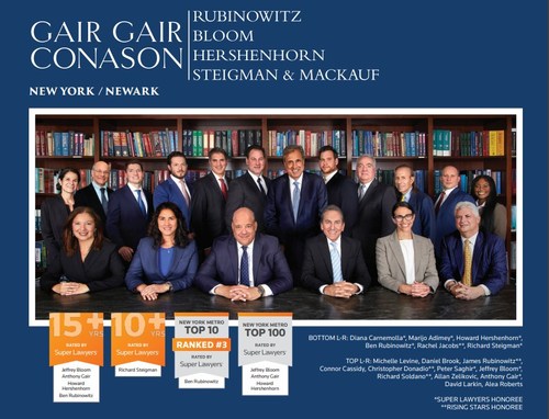 For the 17th consecutive year, NYC personal injury attorneys Gair, Gair, Conason, Rubinowitz, Bloom, Hershenhorn, Steigman & Mackauf have been selected for the 2022 Super Lawyers and Rising Stars lists