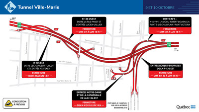 Route 136 - Tunnel Ville-Marie - 9 et 10 octobre 2022 (Groupe CNW/Ministre des Transports)