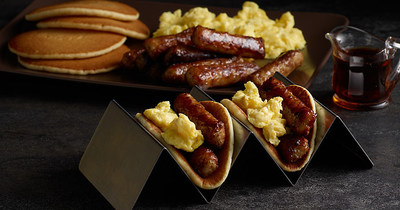 Breakfast tacos made better using Little Sizzlers original pork sausages for a limited time only. Stock up while supplies last!