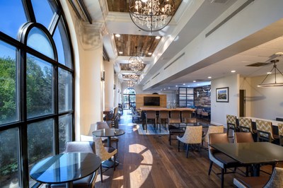 The R Club is the Renaissance Austin Hotel's upgraded concierge lounge, relocated to the lobby level and providing deck access so that Marriott Bonvoy elite members may enjoy exclusive amenities overlooking scenic Hill Country views.