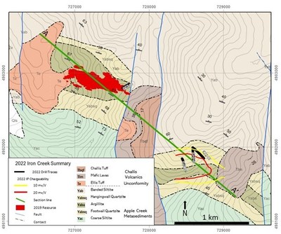 Figure 2. Plan map of the Iron Creek project showing 2022 drilling.  Resource outline is based on the 2019 resource report previously released with an effective date of November 27, 2019 and filed on SEDAR on January 30, 2020. (CNW Group/Electra Battery Materials Corporation)