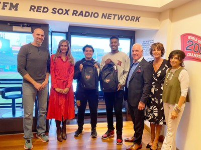 Representatives of Suburban Propane and representatives of The Foundation To Be Named Later present scholarship recipients with gifts to accompany their education grants funded by the SuburbanCares® corporate brand pillar at Fenway Park.