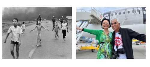 Napalm Girl 1972 (left) and Kim Phuc and Nick Ut (right)